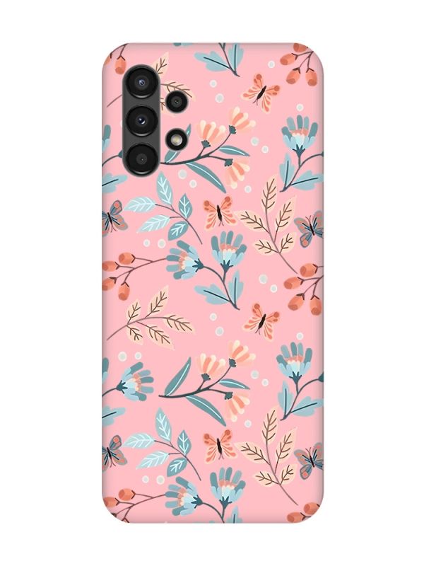 Матовий рожевий чохол на Samsung A13 4G :: Квітковий фон (принт 370)