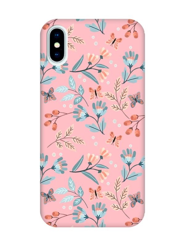 Матовий рожевий чохол на iPhone X / Xs :: Квітковий фон (принт 370)