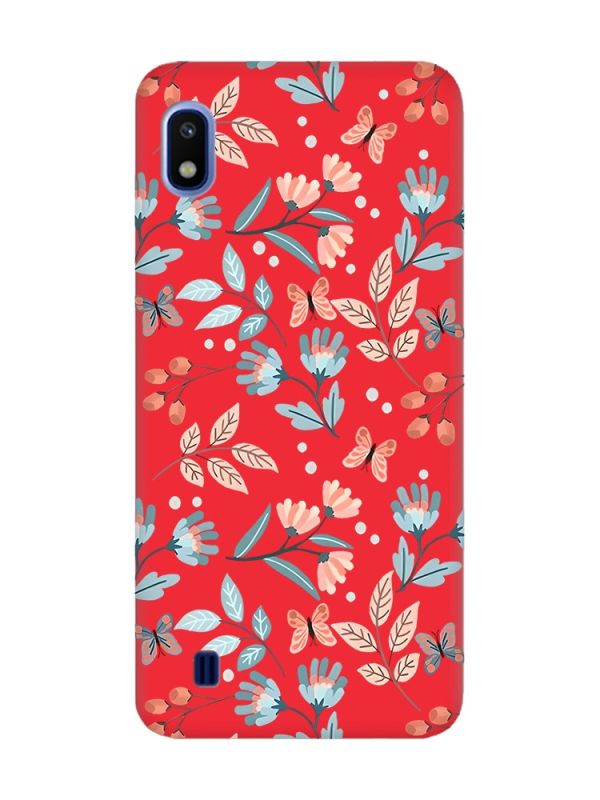 Матовий червоний чохол на Samsung Galaxy A10 (2019) A105 :: Квітковий фон (принт 370)