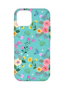 Матовий бірюзовий чохол на Apple iPhone 12 Pro Max :: Квітковий фон (принт 369)