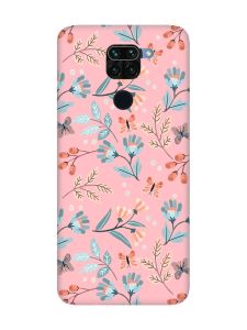 Матовий рожевий чохол на Xiaomi Redmi Note 9 :: Квітковий фон (принт 370)