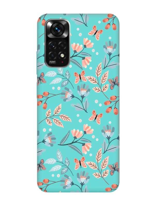 Матовий бірюзовий чохол на Xiaomi Redmi Note 11 :: Квітковий фон (принт 370)