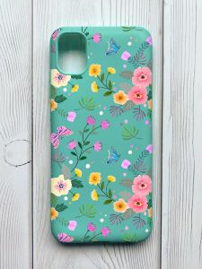 Матовий бірюзовий чохол на Samsung Galaxy A04E / A042 :: Квітковий фон (принт 369)