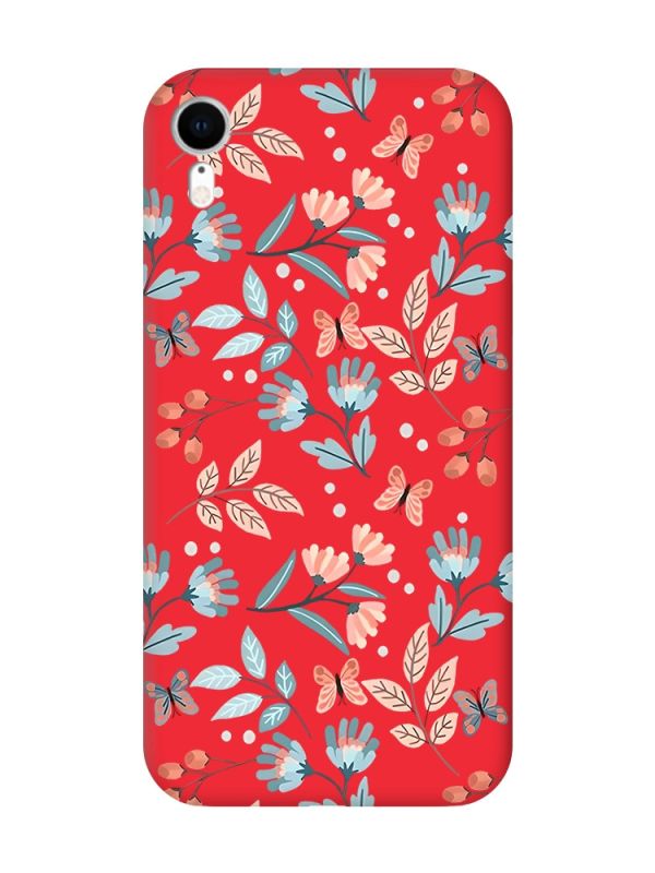 Матовий червоний чохол на Apple iPhone XR :: Квітковий фон (принт 370)