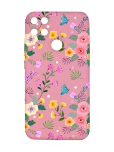 Матовий рожевий чохол на Xiaomi Redmi 10C :: Квітковий фон (принт 369)