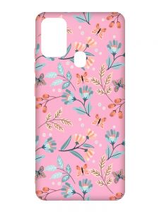 Матовий рожевий чохол на Samsung Galaxy M30s/M21 :: Квітковий фон (принт 370)
