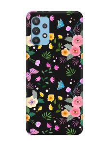 Матовий чорний чохол на Samsung Galaxy A32 :: Квітковий фон (принт 369)