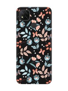 Матовий чорний чохол на Xiaomi Redmi 9C/10A :: Квітковий фон (принт 370)