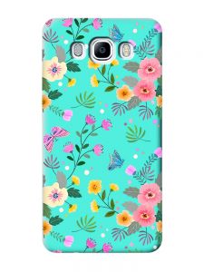 Матовий бірюзовий чохол на Samsung Galaxy J7(2016) J710 :: Квітковий фон (принт 369)