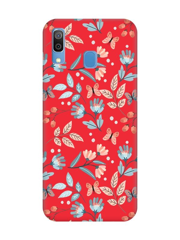 Матовий червоний чохол на Samsung Galaxy A30 (2019) / A20 (2019) :: Квітковий фон (принт 370)
