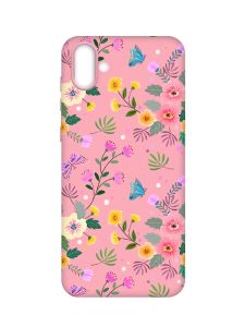 Матовий рожевий чохол на Samsung Galaxy A04 :: Квітковий фон (принт 369)