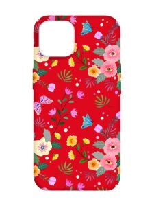 Матовий червоний чохол на Apple iPhone 14 :: Квітковий фон (принт 369)