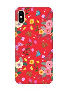 Матовий червоний чохол на iPhone XS MAX :: Квітковий фон (принт 369)