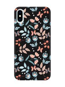 Матовий чорний чохол на iPhone X / Xs :: Квітковий фон (принт 370)