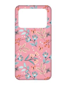 Матовий рожевий чохол на Xiaomi Poco X4 Pro 5G :: Квітковий фон (принт 370)