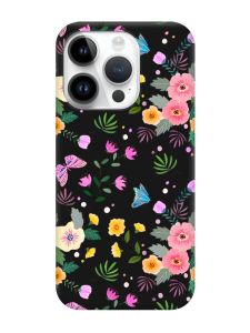 Матовий чорний чохол на Apple iPhone 14 Pro :: Квітковий фон (принт 369)