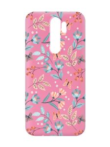 Матовий рожевий чохол на Xiaomi Redmi Note 8 Pro :: Квітковий фон (принт 370)