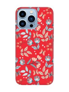 Матовий червоний чохол на Apple iPhone 13 Pro Max :: Квітковий фон (принт 370)