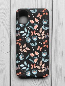 Матовий чорний чохол на Samsung Galaxy A04E/A042 :: Квітковий фон (принт 370)