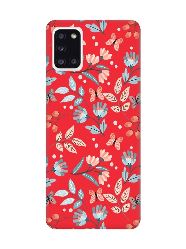 Матовий червоний чохол на Samsung Galaxy A31 :: Квітковий фон (принт 370)
