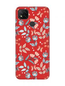 Матовий червоний чохол на Xiaomi Redmi 9C/10A :: Квітковий фон (принт 370)