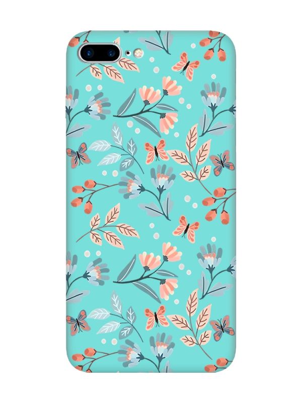 Матовий бірюзовий чохол на Apple iPhone 7 Plus / iPhone 8 Plus :: Квітковий фон (принт 370)