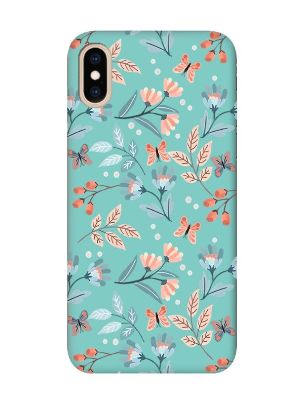 Матовий бірюзовий чохол на iPhone XS MAX :: Квітковий фон (принт 370)