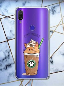 Прозорий чохол на Xiaomi Redmi Note 7/7 Pro :: Капучіно котик /принт 97/