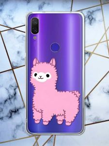 Прозорий чохол на Xiaomi Redmi Note 7/7 Pro :: Лама рожева /принт 100/
