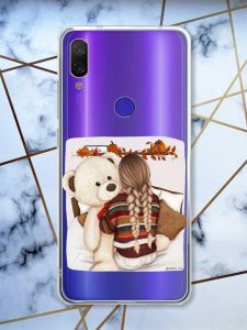 Прозорий чохол на Xiaomi Redmi Note 7/7 Pro :: Дівчинка з ведмедиком /принт 117/