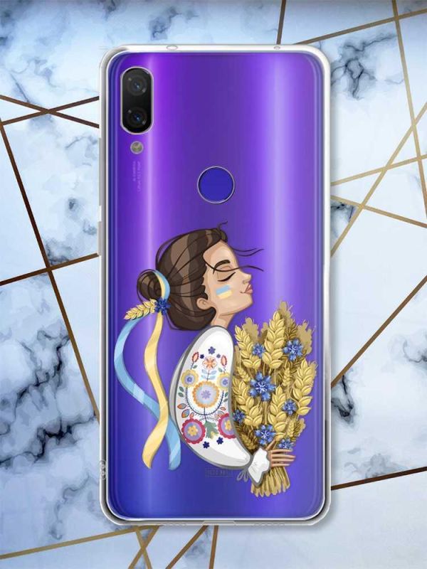 Прозорий чохол на Xiaomi Redmi Note 7/7 Pro :: Українка з колосками /принт 172/