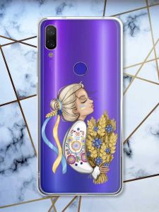 Прозорий чохол на Xiaomi Redmi Note 7/7 Pro :: Українка з колосками /принт 173/