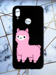 Матовий чохол з чорними боками на Xiaomi Redmi Note 7/7 Pro :: Лама рожева /принт 100/
