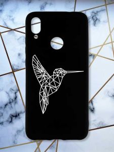 Матовий чохол з чорними боками на Xiaomi Redmi Note 7/7 Pro :: Колібрі /принт 123/