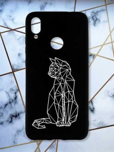 Матовий чохол з чорними боками на Xiaomi Redmi Note 7/7 Pro :: Котик /принт 125/