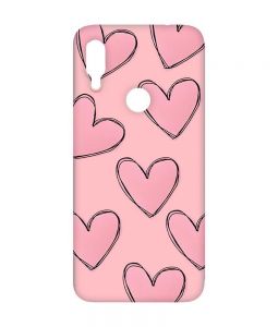 Матовий чохол з рожевими боками на Xiaomi Redmi Note 7/7 Pro :: Сердечка рожеві /принт 78/