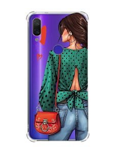 Чохол з потовщеними кутами на Xiaomi Redmi Note 7/7 Pro :: Дівчина в зеленому /принт 224/