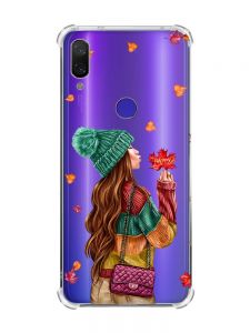 Чохол з потовщеними кутами на Xiaomi Redmi Note 7/7 Pro :: Дівчина з листям /принт 221/