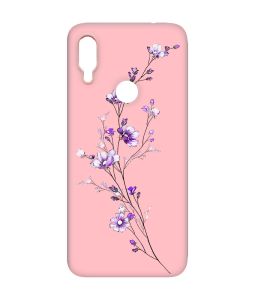 Матовий чохол з рожевими боками на Xiaomi Redmi Note 7/7 Pro :: Гілочка квітів /принт 278/