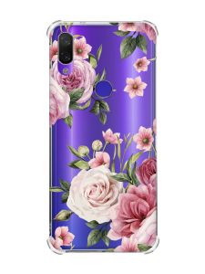 Чохол з потовщеними кутами на Xiaomi Redmi Note 7/7 Pro :: Рожеві квіти /принт 287/