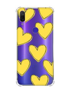 Чохол з потовщеними кутами на Xiaomi Redmi Note 7/7 Pro :: Сердечка жовті /принт 259/