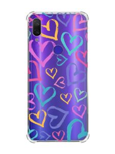 Чохол з потовщеними кутами на Xiaomi Redmi Note 7/7 Pro :: Різнокольорові сердечка /принт 332/