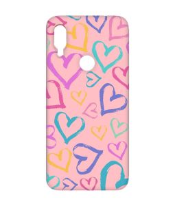 Матовий чохол з рожевими боками на Xiaomi Redmi Note 7/7 Pro :: Різнокольорові сердечка /принт 332/