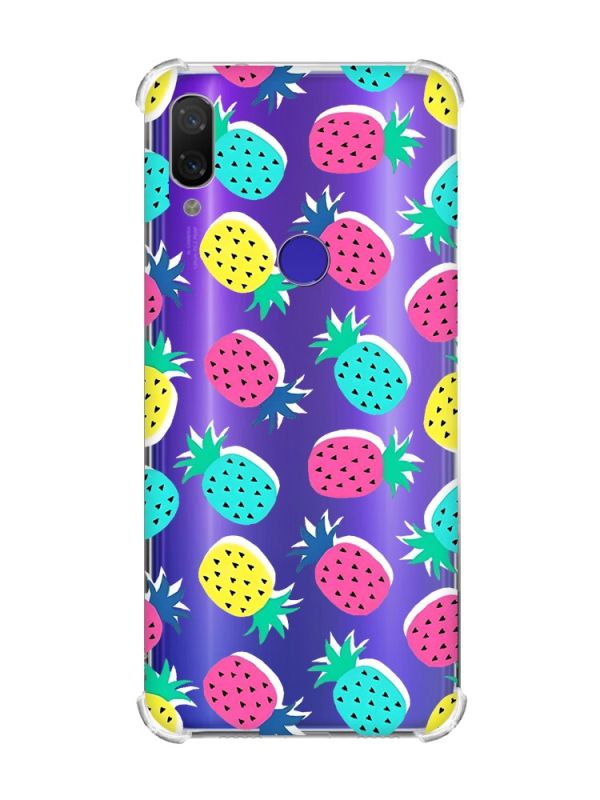 Чохол з потовщеними кутами на Xiaomi Redmi Note 7/7 Pro :: Різнокольорові ананаси /принт 346/