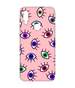 Матовий чохол з рожевими боками на Xiaomi Redmi Note 7/7 Pro :: Різнокольорові очі /принт 336/