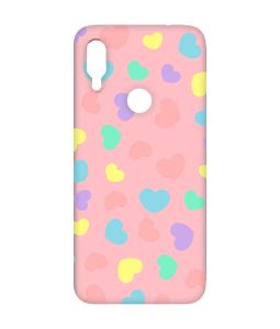 Матовий чохол з рожевими боками на Xiaomi Redmi Note 7/7 Pro :: Різнокольорові сердечка /принт 335/