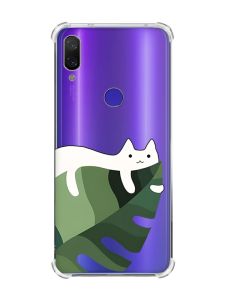 Чохол з потовщеними кутами на Xiaomi Redmi Note 7/7 Pro :: Кіт на листку /принт 367/