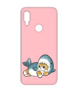 Матовий рожевий чохол на Xiaomi Redmi Note 7/7 Pro :: Котик акула /принт 355/