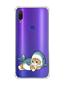 Чохол з потовщеними кутами на Xiaomi Redmi Note 7/7 Pro :: Котик акула /принт 355/