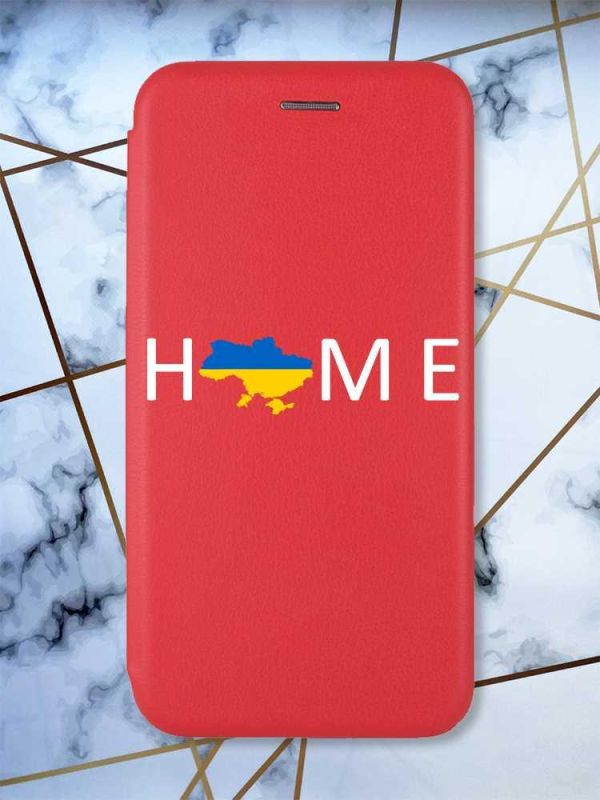 Чохол-книжка з малюнком на Xiaomi Redmi Note 7/7 Pro :: Червоний :: Дім Україна /принт 73/